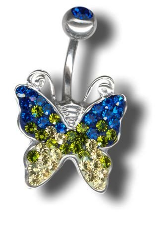 Piercing s krystaly Swarovski Butterfly C