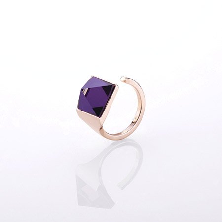 Ocelový prsten Storm Gemza Rose Gold Purple
