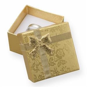 Dárková krabička na náušnice - zlatá s mašlí