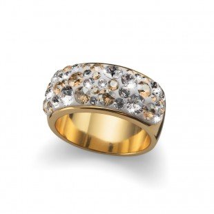 Prsten s krystaly Swarovski Oliver Weber Chic Gold 41112G