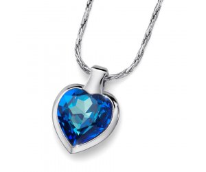 Přívěsek s krystaly Swarovski Oliver Weber Heart Bermuda Blue 11616-BLU
