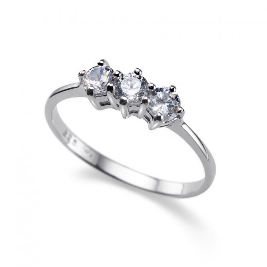 Stříbrný prsten s krystaly Swarovski Oliver Weber Simple Three 63216