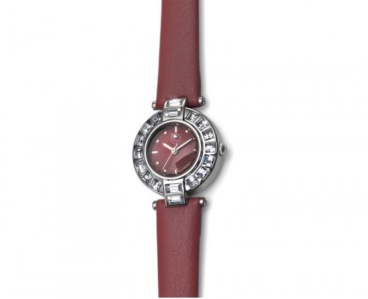 Dámské hodinky s krystaly Swarovski Oliver Weber Riga Steel Red 65039-RED