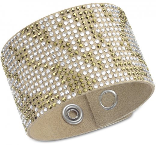 Swarovski náramek SLAKE BAND ZEBRA BEIGE - široký, s kombinací krystalů "zebra", béžový 5047873
