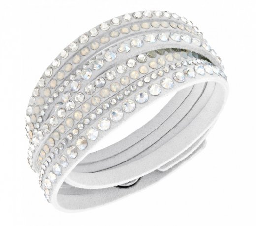 Swarovski náramek SLAKE DELUXE WHITE - bílá Alcantara®, čiré krystaly 5120520