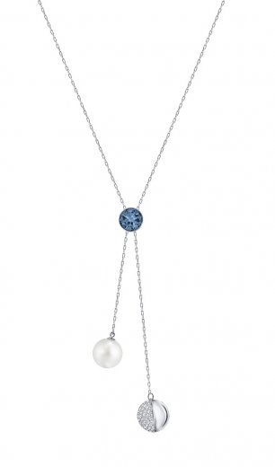 Swarovski náhrdelník FORWARD - paládiovaný kov, barevné krystaly, perla 5221252