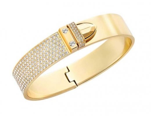 Swarovski náramek DISTINCT  - vel. M, zlacený PVD kov, čiré krystaly 5202247