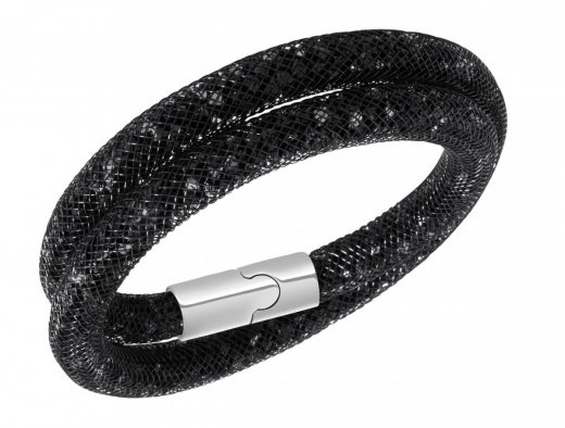 Swarovski náramek STARDUST BLACK DOUBLE - nylon, černé krystaly 5089844