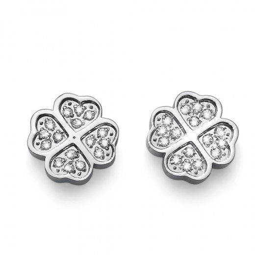 Náušnice s krystaly Swarovski Oliver Weber Fourleaf crystal