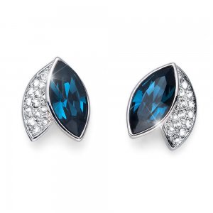 Náušnice s krystaly Swarovski Oliver Weber Leaf blue