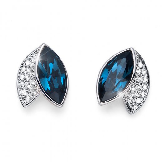 Náušnice s krystaly Swarovski Oliver Weber Leaf blue