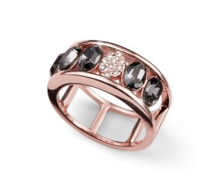 Prsten s krystaly Swarovski Oliver Weber Style rosegold silver night