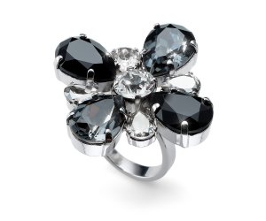 Prsten s krystaly Swarovski Oliver Weber Jazzy black one-size