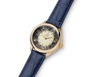 Dámské hodinky s krystaly Swarovski Oliver Weber Rocks Steel leatherstrap blue