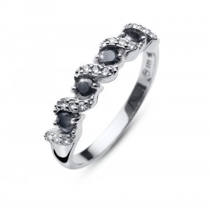 Stříbrný prsten s krystalem Swarovski Oliver Weber Paso black