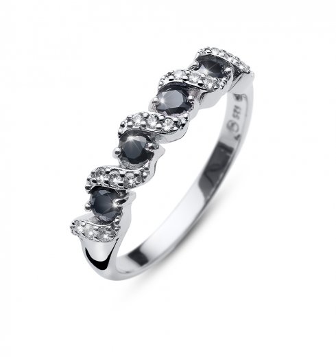 Stříbrný prsten s krystalem Swarovski Oliver Weber Paso black