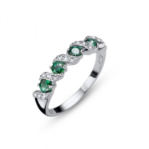 Stříbrný prsten s krystalem Swarovski Oliver Weber Paso green