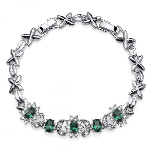 Náramek s krystaly Swarovski Oliver Weber Princess emerald