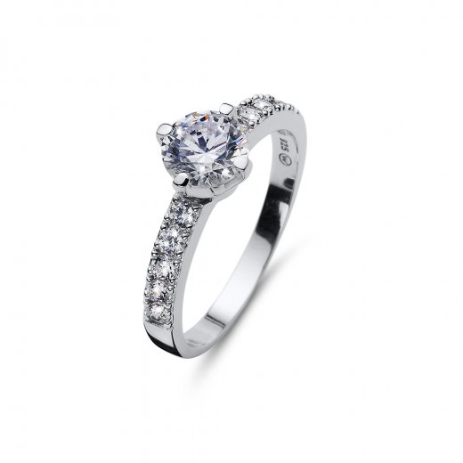 Stříbrný prsten s krystaly Swarovski Oliver Weber Relate  CZ WHI