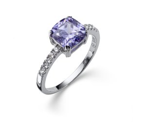Stříbrný prsten s krystaly Swarovski Oliver Weber Why white Baia violet