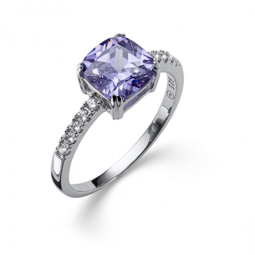 Stříbrný prsten s krystaly Swarovski Oliver Weber Why white Baia violet