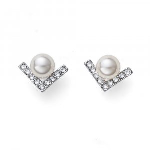 Náušnice s krystaly Swarovski Oliver Weber Point Pearl CRY