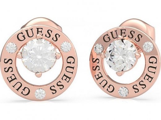 Náušnice Guess Rose Gold se Swarovski krystalem UBE20136