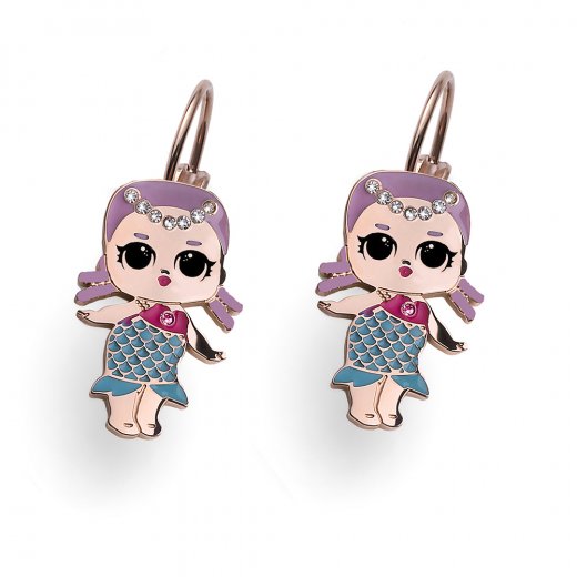 Dětské náušnice L.O.L Surprise Merbaby RG se Swarovski krystaly L2010MER