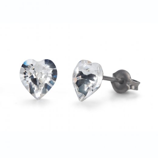 Náušnice se Swarovski krystaly Oliver Weber Sensitive PE Heart mini CRY
