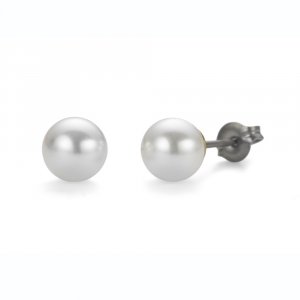 Náušnice Oliver Weber Sensitive PE Pearl round midi white