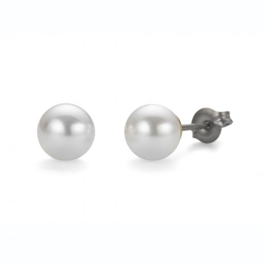 Náušnice Oliver Weber Sensitive PE Pearl round midi white