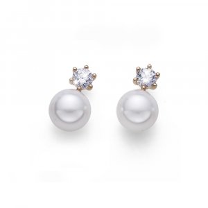 Náušnice s krystaly Swarovski Oliver Weber Focus GP CZ white pearl