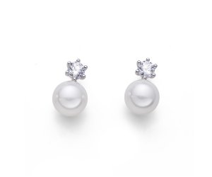 Náušnice s krystaly Swarovski Oliver Weber Focus RH CZ white pearl