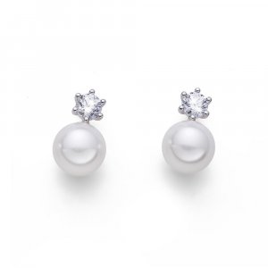 Náušnice s krystaly Swarovski Oliver Weber Focus RH CZ white pearl