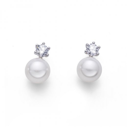 Náušnice s krystaly Swarovski Oliver Weber Focus RH CZ white pearl