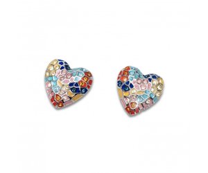 Náušnice s krystaly Swarovski Oliver Weber Gaudí Heart Pin RH multi