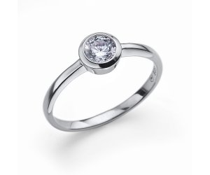 Stříbrný prsten Oliver Weber se Swarovski krystaly Solitaire M CZ WHI
