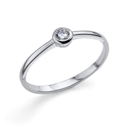 Stříbrný prsten Oliver Weber se Swarovski krystaly Solitaire XS CZ WHI
